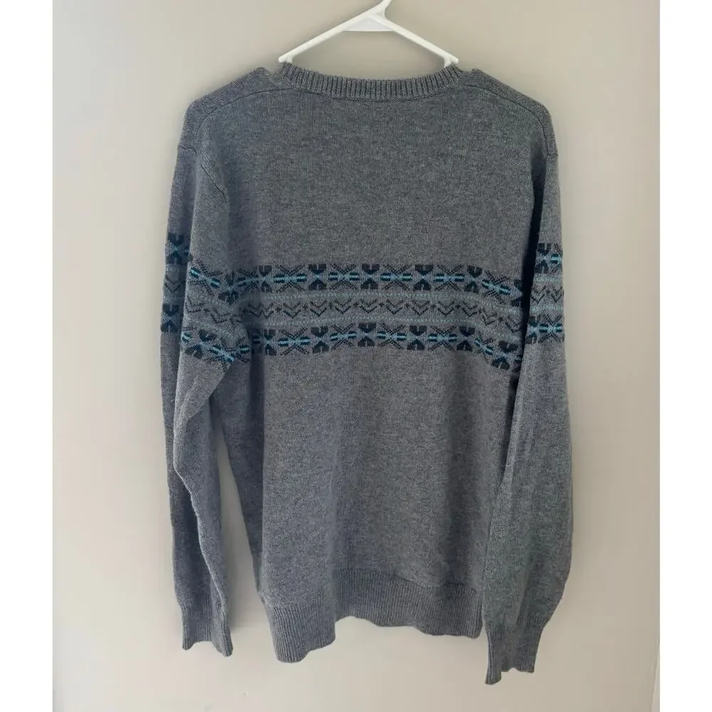 J. Crew Men's Fair Isle Winter Sweater Lambswool Blend Size M